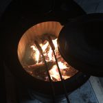 wood stove burning