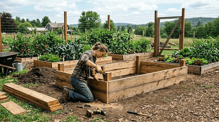 building cedar raised beds for vegetables