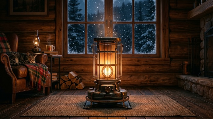 kerosene heater in cabin