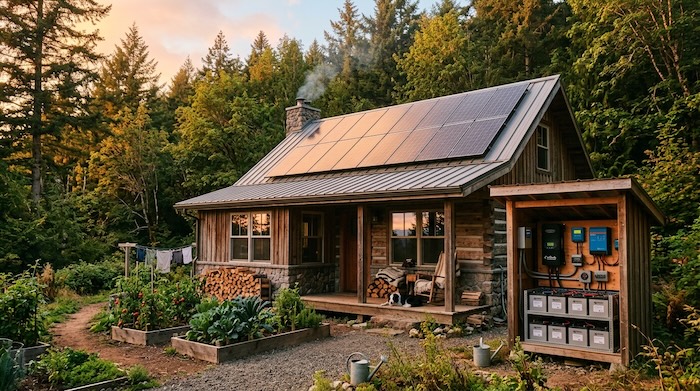 off grid cabin with solar