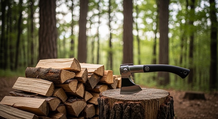 axe chopping wood