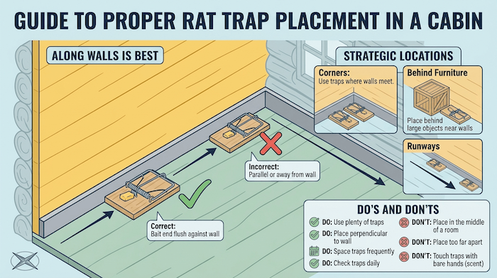 diagram showing best placement for rat traps