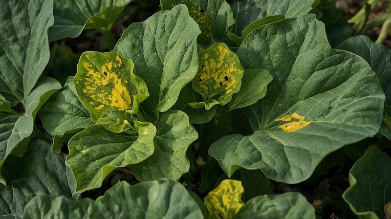 Squash but damage on zuchinni leaves