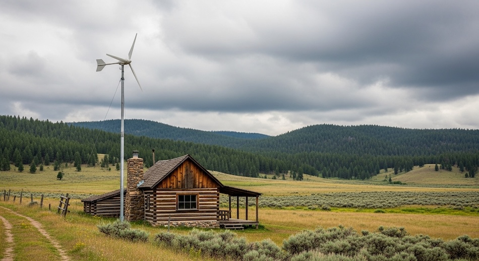 Small wind turbine providing supplemental power for an off-grid homestead