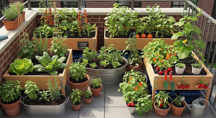 Vegetable gardening in small spaces using raised beds and containers