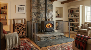 woodstove in cabin