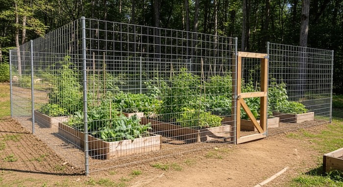 Deer fence around vegetable garden