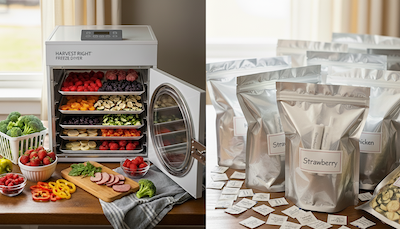 freeze dryer with mylar bags beside it