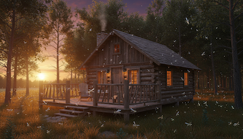 off grid cabin with mosquitos everywhere