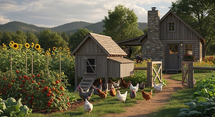 raising chickens on an off grid farm