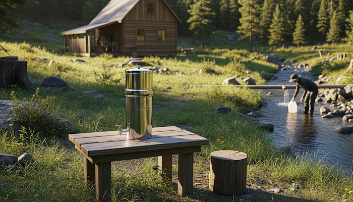 water filtration system on an off grid property