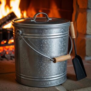 metal ash bucket with lid for wood stove ashes