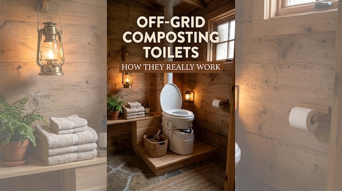 modern compost toilet inside cosy bathroom