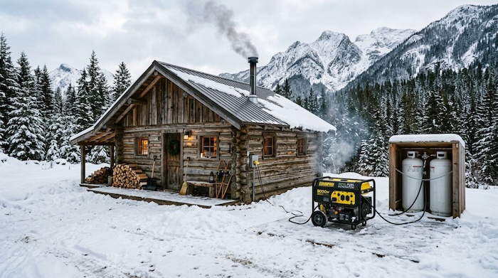 generator hooked to propane tanks for fuel