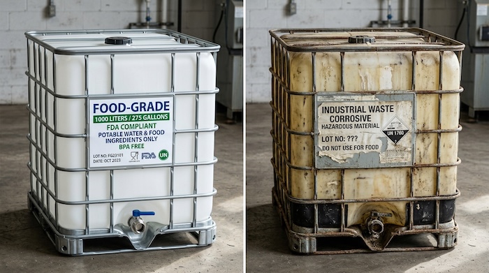 image of food grade vs non food grade ibc totes