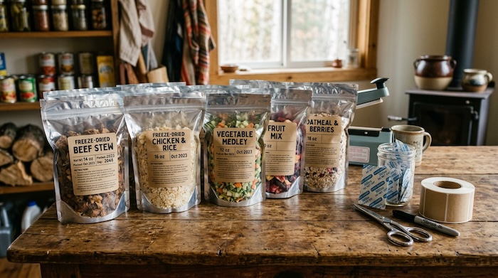 harvest right mylar bags with food in them