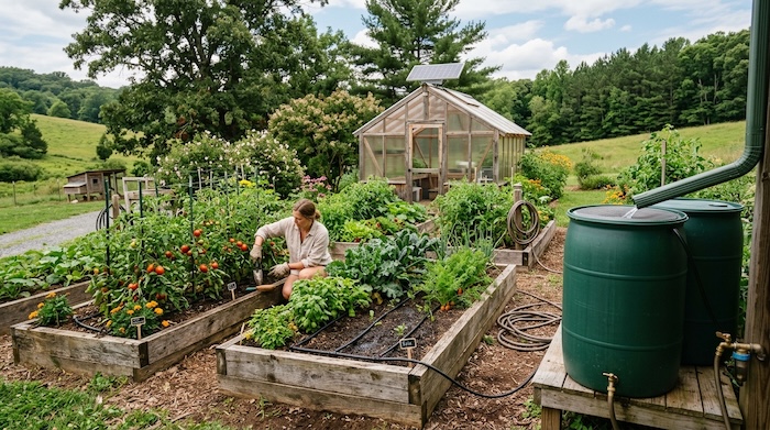 rain barrels for watering garden