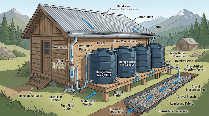 Rainwater Collection system on off-grid home