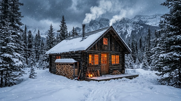 off grid winter off grid cabin