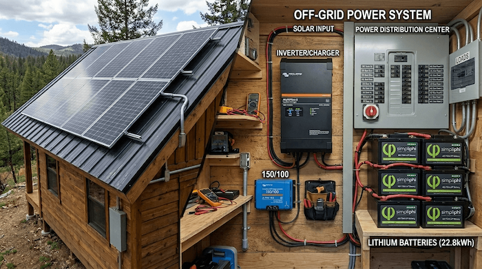 solar panel and mechanical room with solar equipment