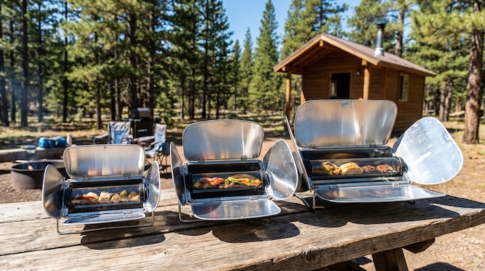 Small, medium and large solar ovens for off-grid cooking and camping